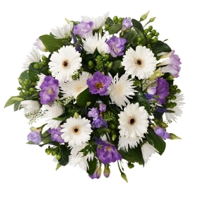 Funeral Posy Purple & Cream