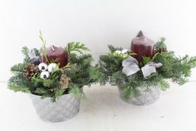 Christmas Burgundy Candle Arrangment