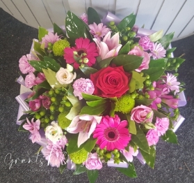 Funeral Posy pinks & purples