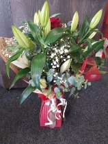 Valentine's Lilies and Red Rose